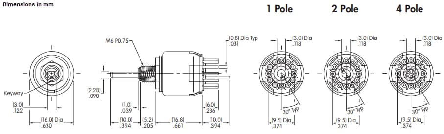 Mechanical Drawing - NKK Switches M Series Rotary Switches